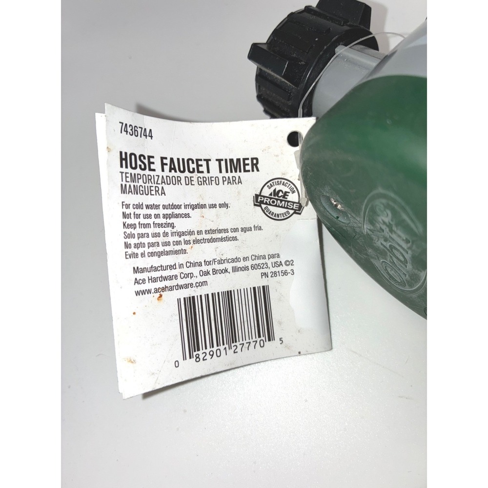Orbit Ace Hose Faucet Timer Manual Mechanical Water Timer 120 Min 7436744 Green - Picture 3 of 7